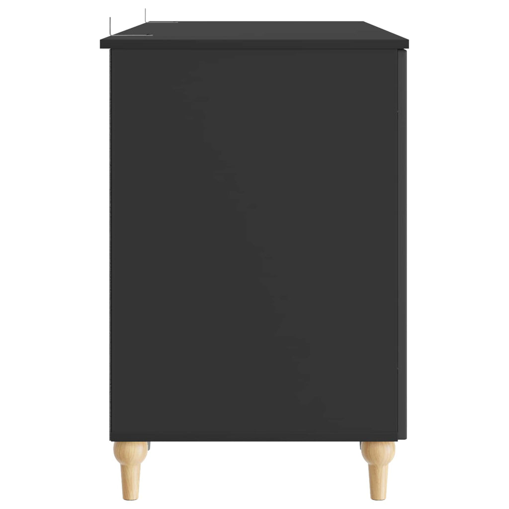 Skrivbord med Hylla Svart 142,5 X 50 X 75 Cm Konstruerat Trä