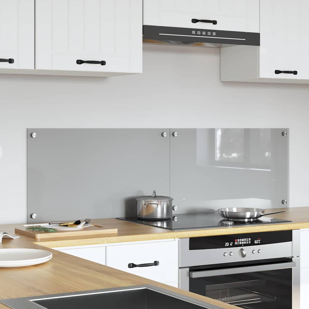 Köksskydd 2 Pcs Ljusgrå Härdat Glas