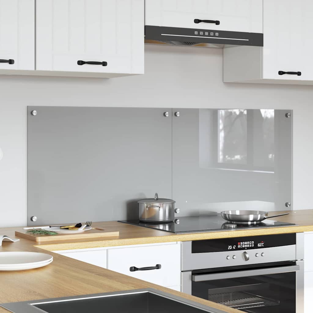Köksskydd 2 Pcs Ljusgrå Härdat Glas