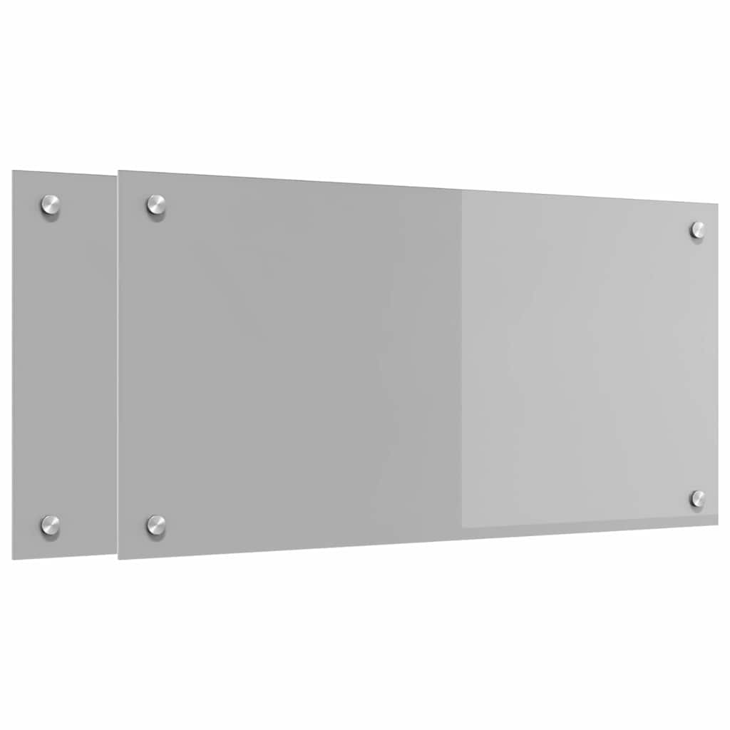 Köksskydd 2 Pcs Ljusgrå Härdat Glas