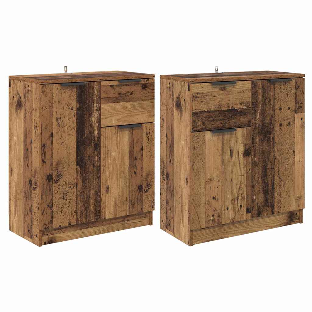 Skåp med Låda 2 Pcs Gammalt Trä Konstruerat Trä