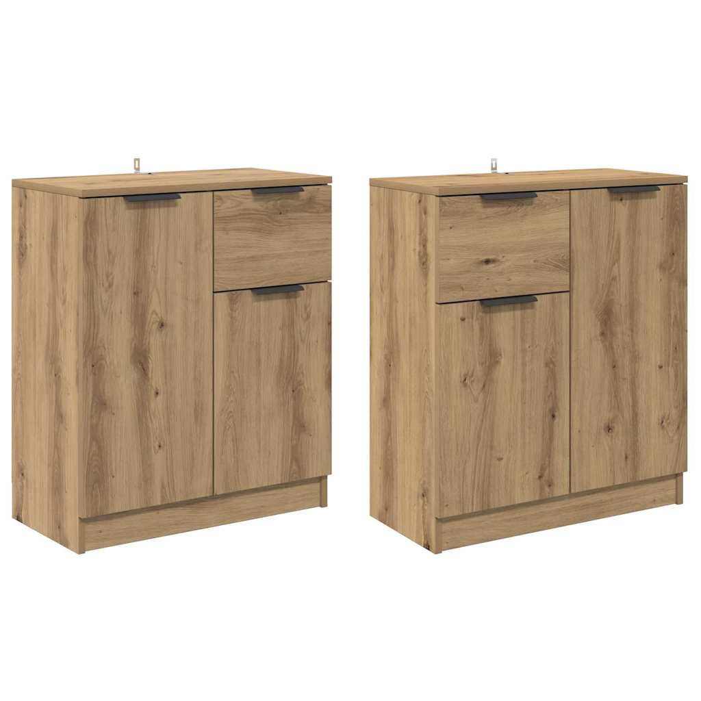 Skåp med Låda 3 Pcs Ek Konstruerat Trä