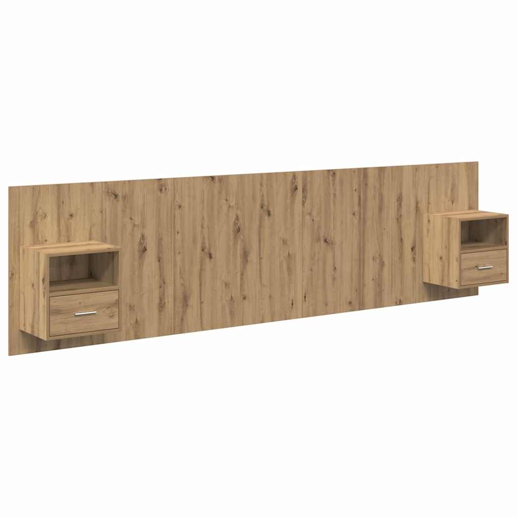 Huvudgavel med Skåp med Låda 3 Pcs Artisan Ek Konstruerat Trä