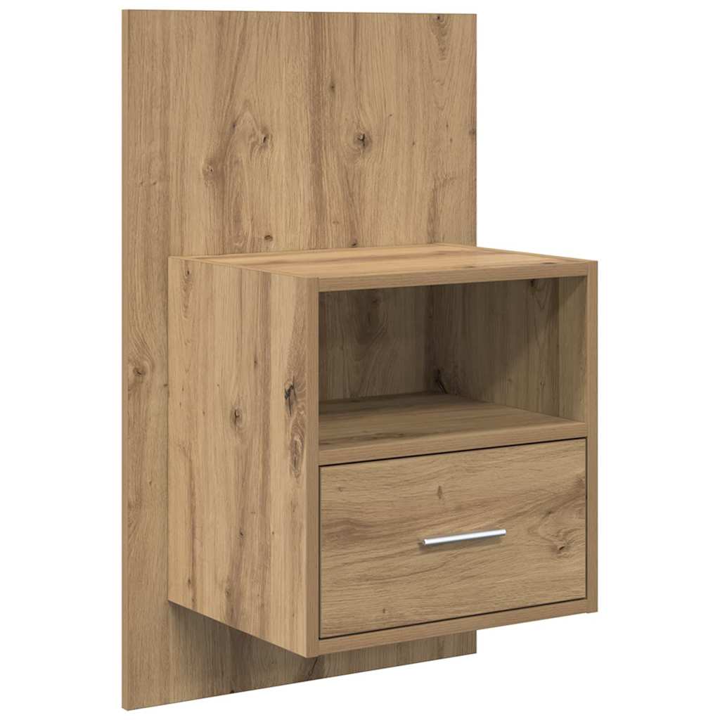 Huvudgavel med Skåp med Låda 3 Pcs Artisan Ek Konstruerat Trä