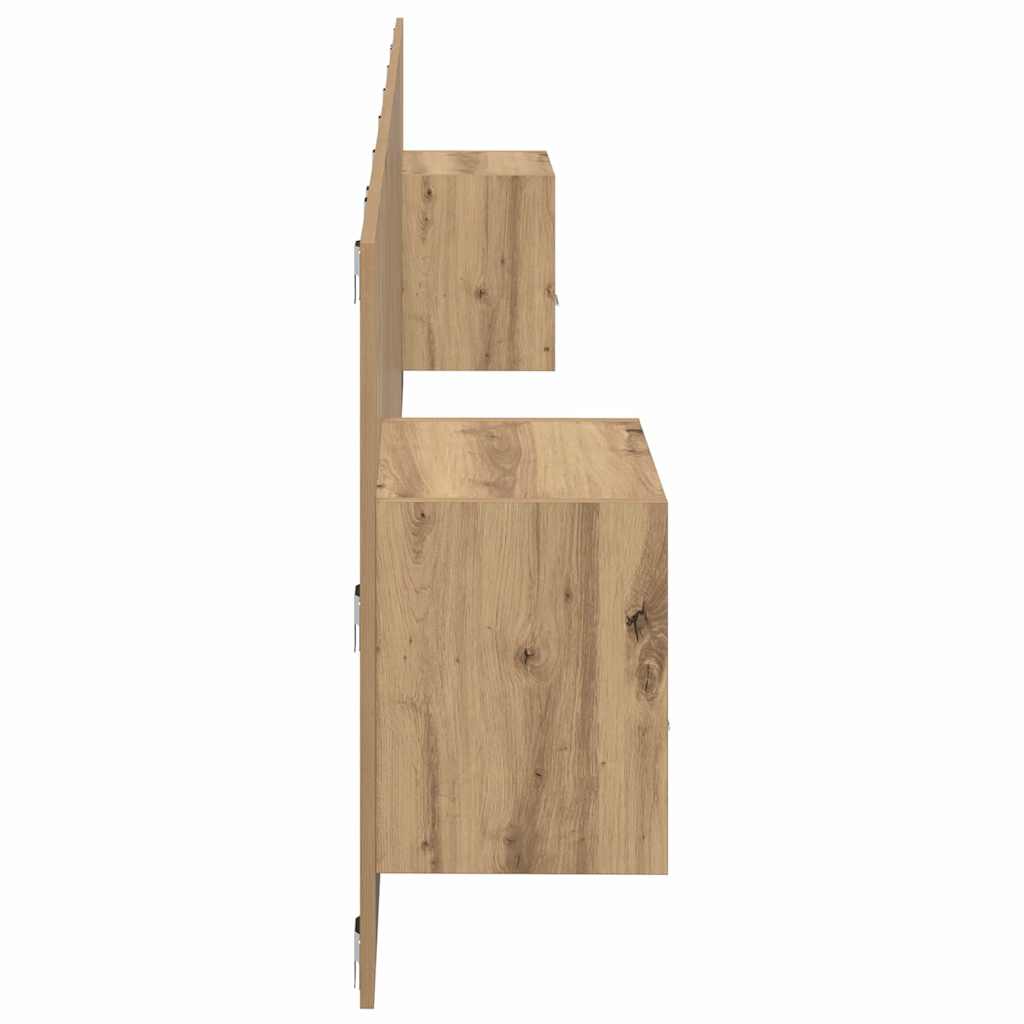 Huvudgavel med Skåp med Låda 3 Pcs Artisan Ek Konstruerat Trä