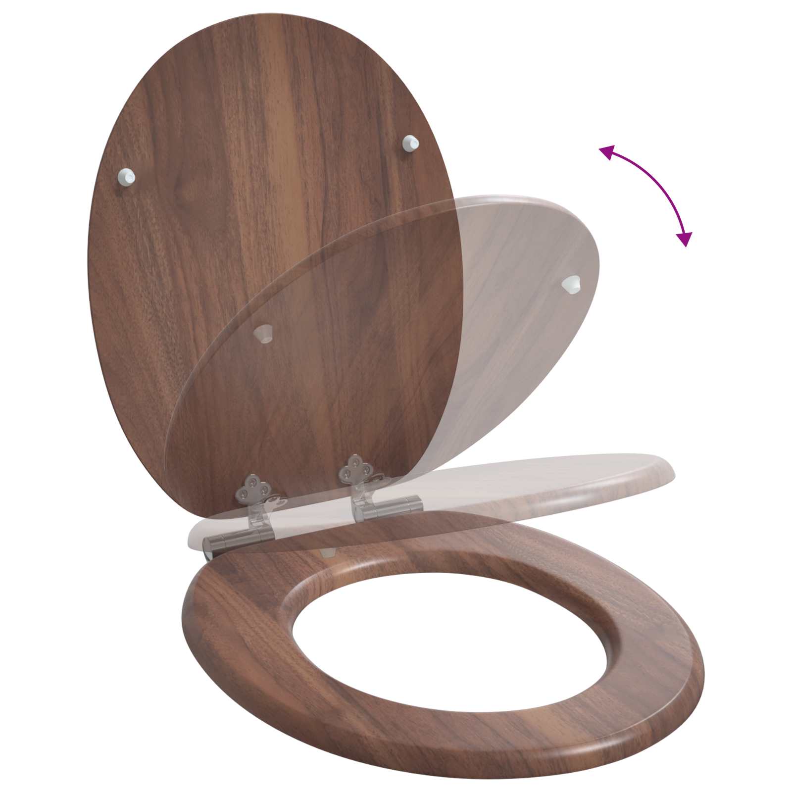 Mjukt Stängande Toalettlock 2 Pcs 44 X 38 Cm MDF-board