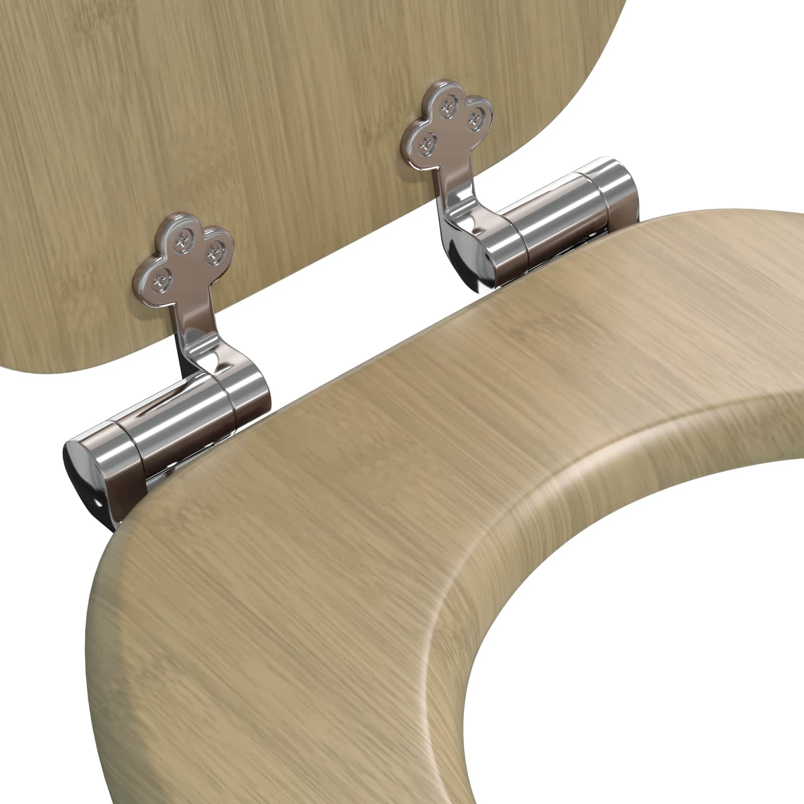 Mjukt Stängande Toalettlock 2 Pcs Ljus Bambufärg 44 X 38 Cm