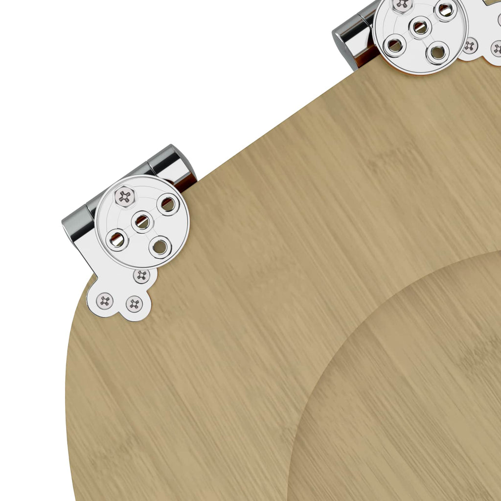 Mjukt Stängande Toalettlock 2 Pcs Ljus Bambufärg 44 X 38 Cm