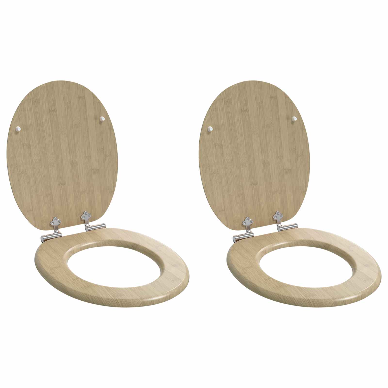 Mjukt Stängande Toalettlock 2 Pcs Ljus Bambufärg 44 X 38 Cm