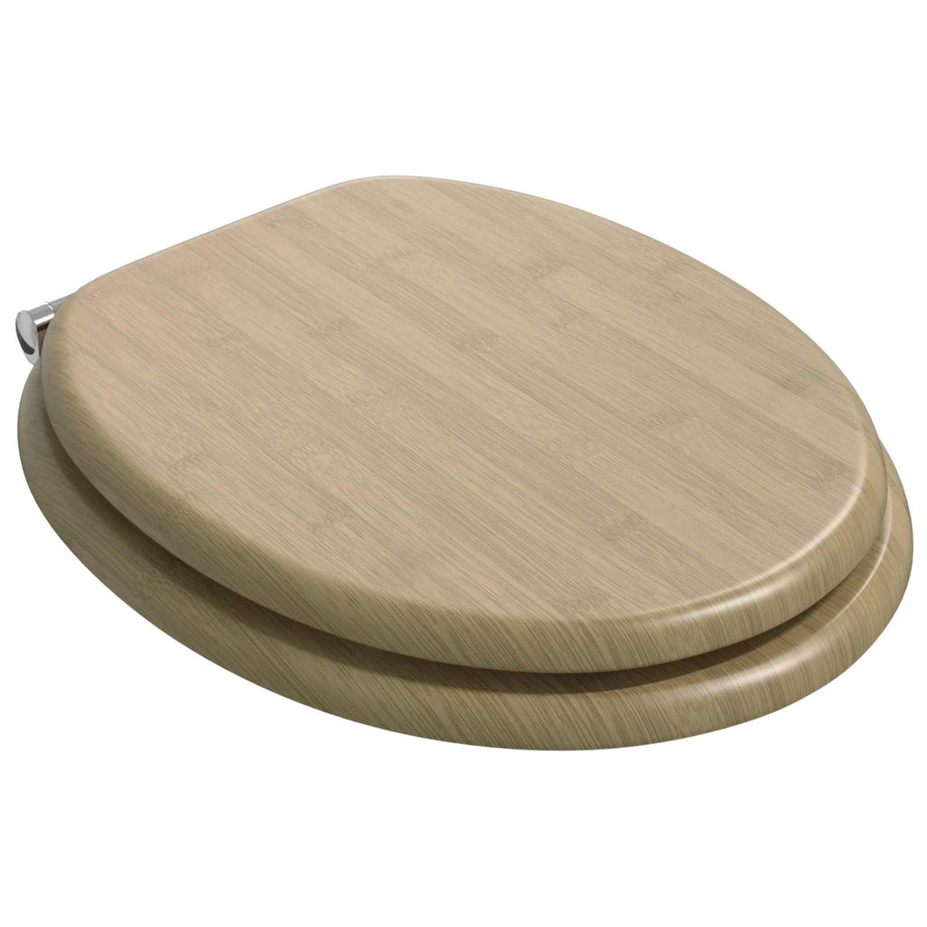 Mjukt Stängande Toalettlock 2 Pcs Ljus Bambufärg 44 X 38 Cm