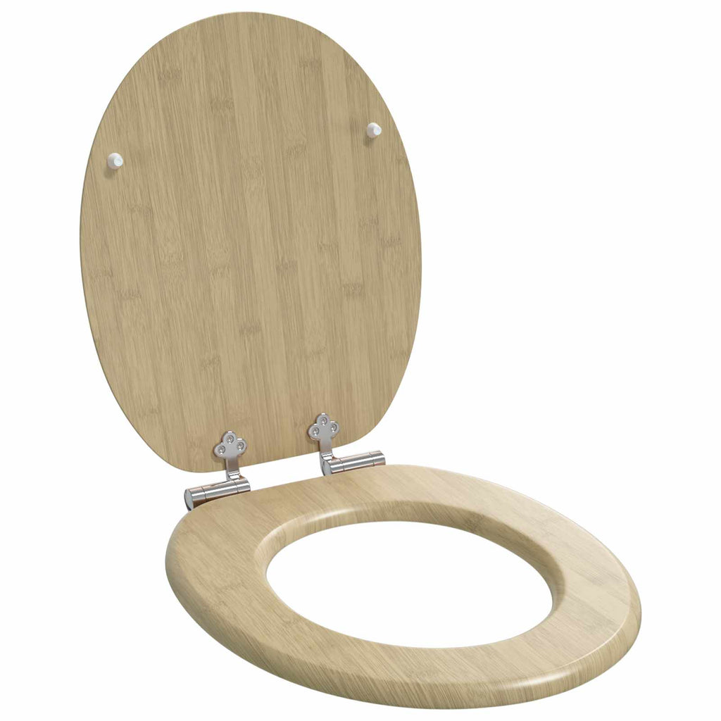 Mjukt Stängande Toalettlock 2 Pcs Ljus Bambufärg 44 X 38 Cm