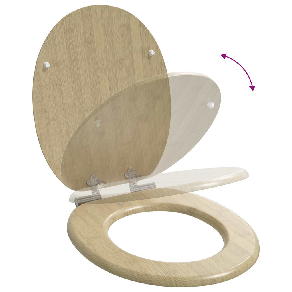 Mjukt Stängande Toalettlock 2 Pcs Ljus Bambufärg 44 X 38 Cm