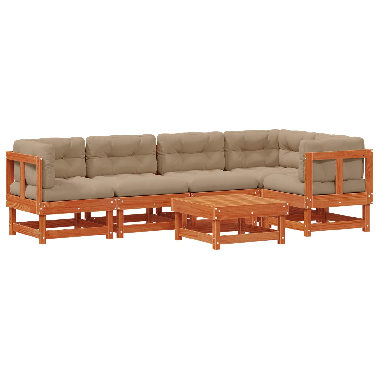 Trädgård Loungemöbler 4 Pcs Vaxad Brun Massiv Furu