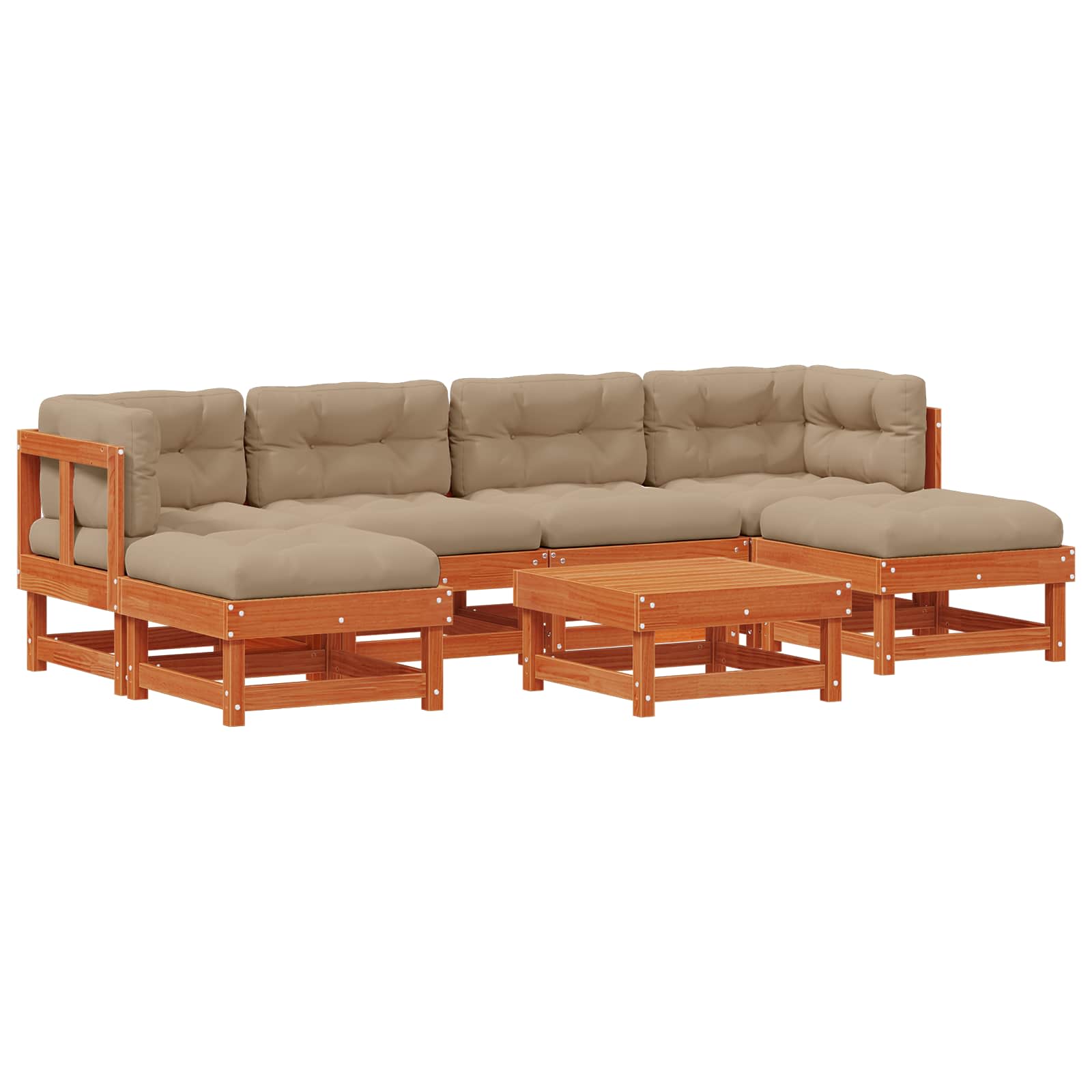 Trädgård Loungemöbler 4 Pcs Vaxad Brun Massiv Furu