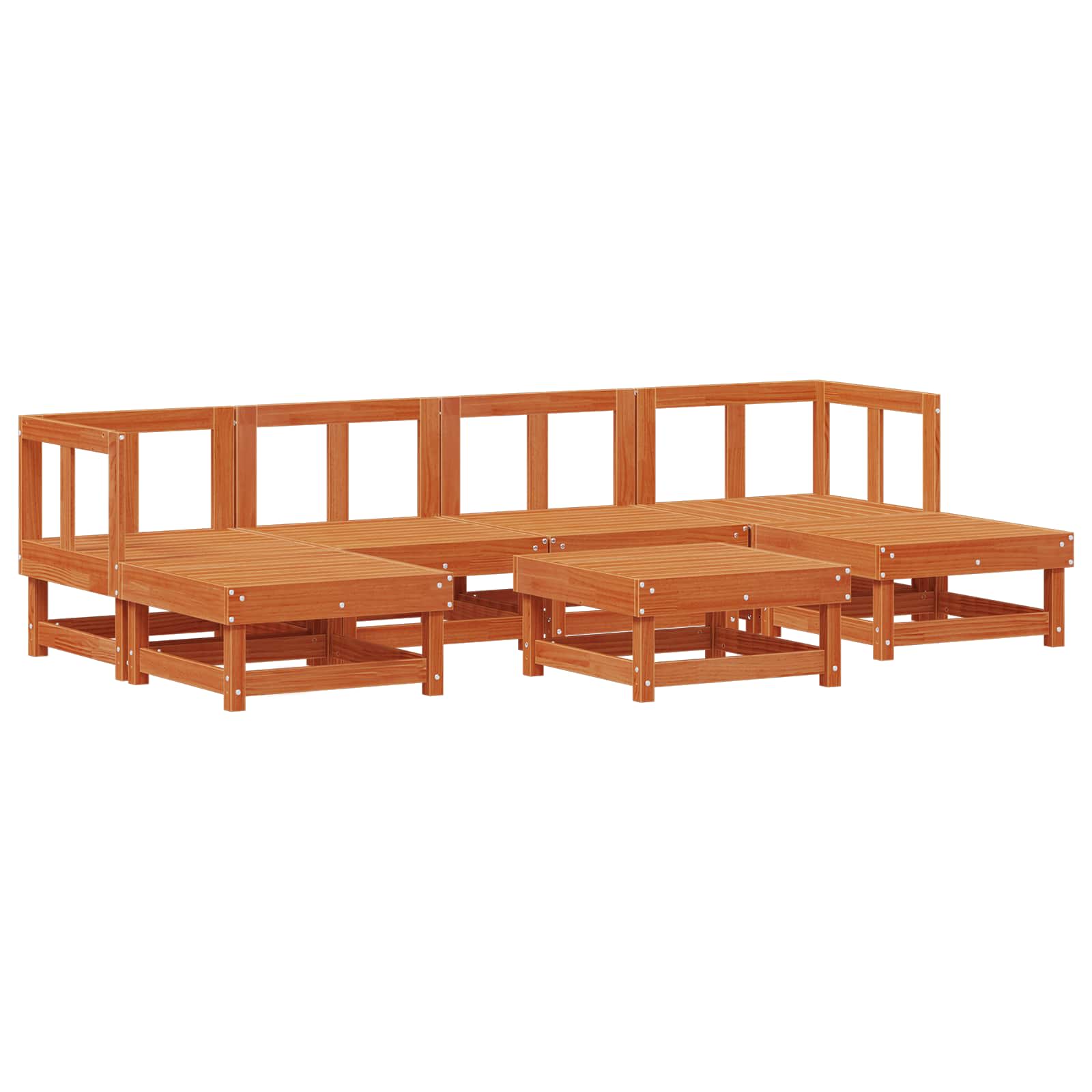 Trädgård Loungemöbler 4 Pcs Vaxad Brun Massiv Furu