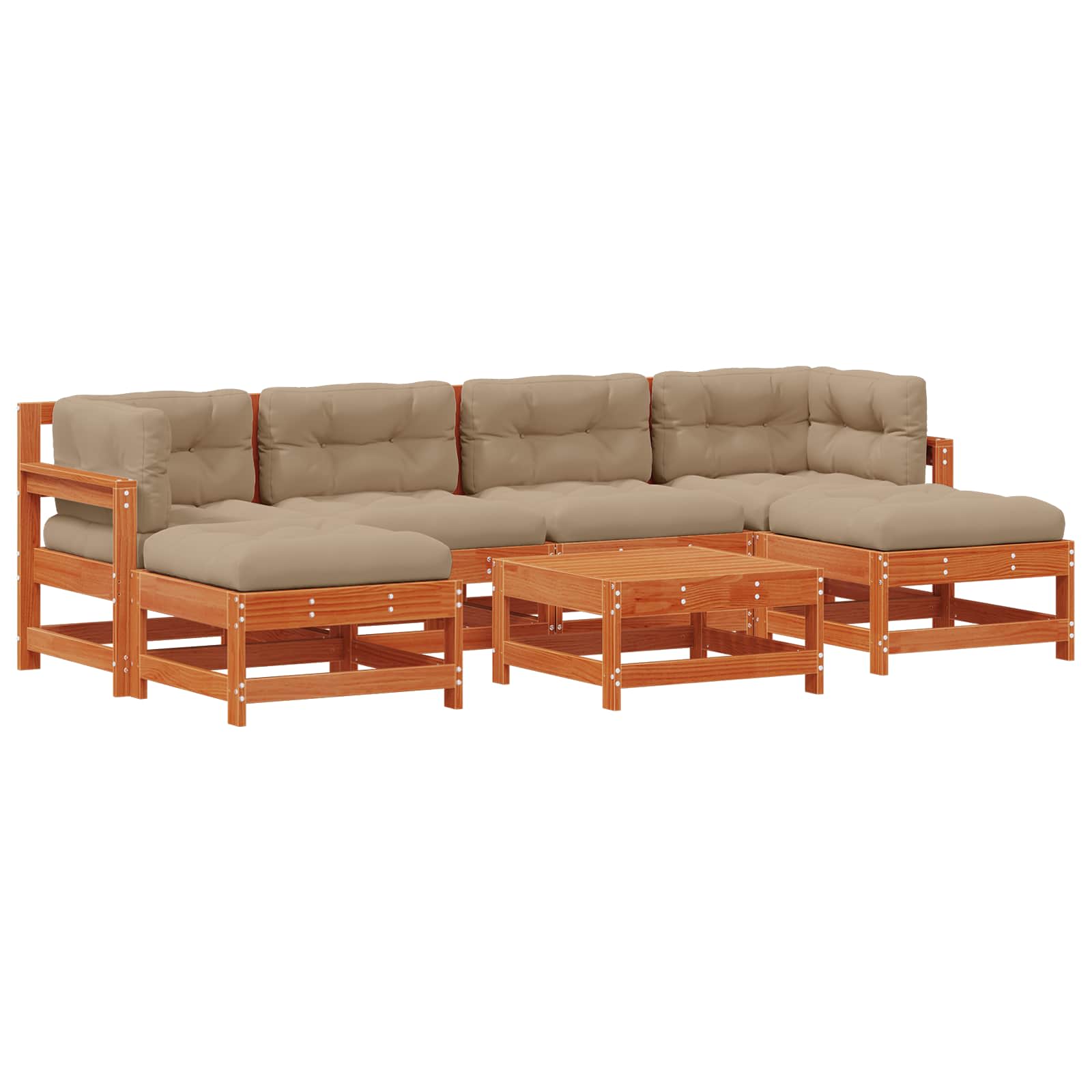 Trädgård Loungemöbler 4 Pcs Vaxad Brun Massiv Furu