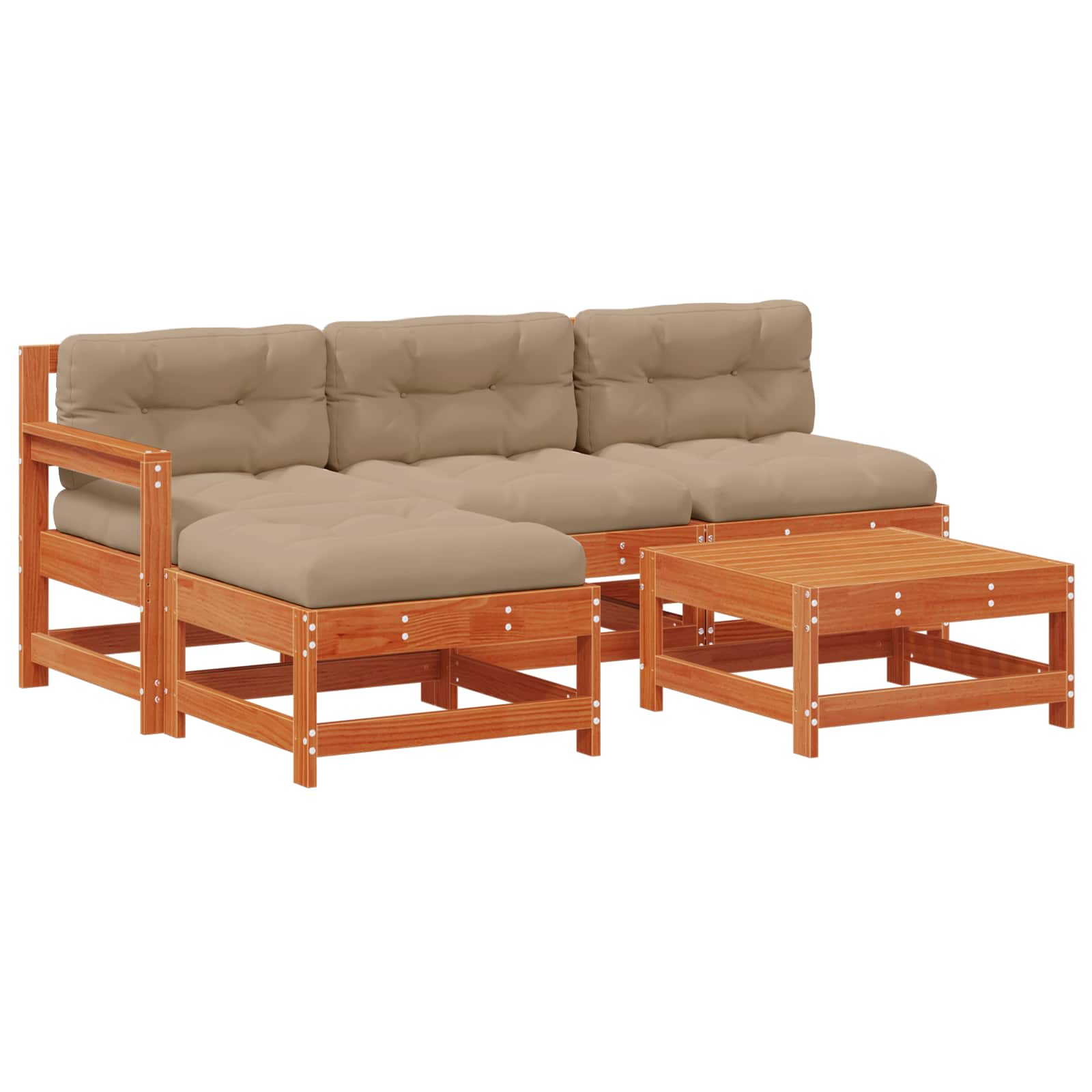 Trädgård Loungemöbler 8 Pcs VaxBrun Massiv Furu