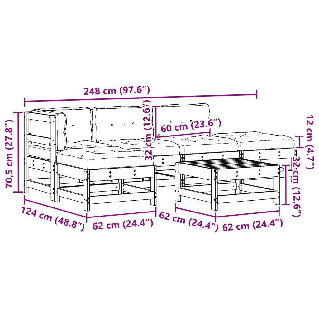 Trädgård Loungemöbler 8 Pcs VaxBrun Massiv Furu