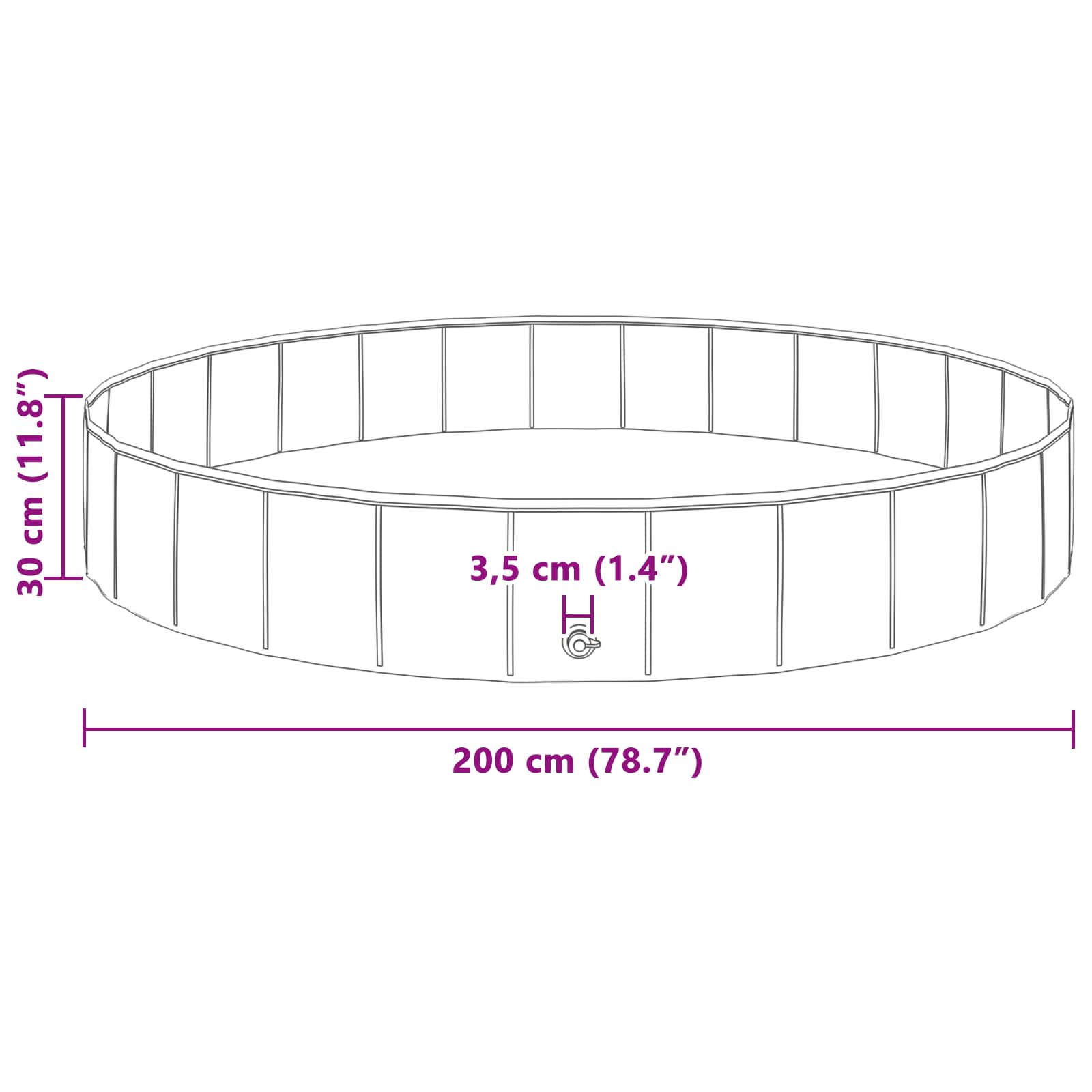 Barn Sim Pool Ø200 X 30 Cm Tjock PVC och Konstruerat Trä