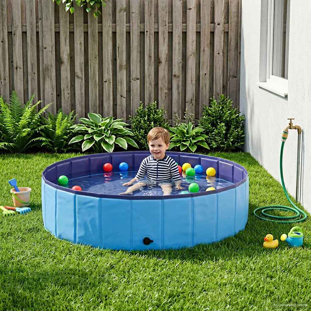 Barn Sim Pool Ø Tjock PVC och Konstruerat Trä