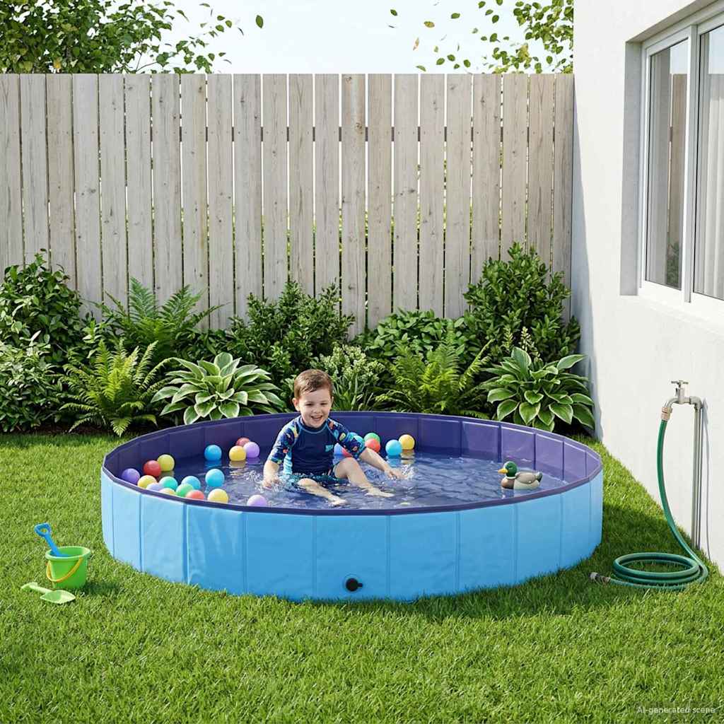 Barn Sim Pool Ø200 X 30 Cm Tjock PVC och Konstruerat Trä