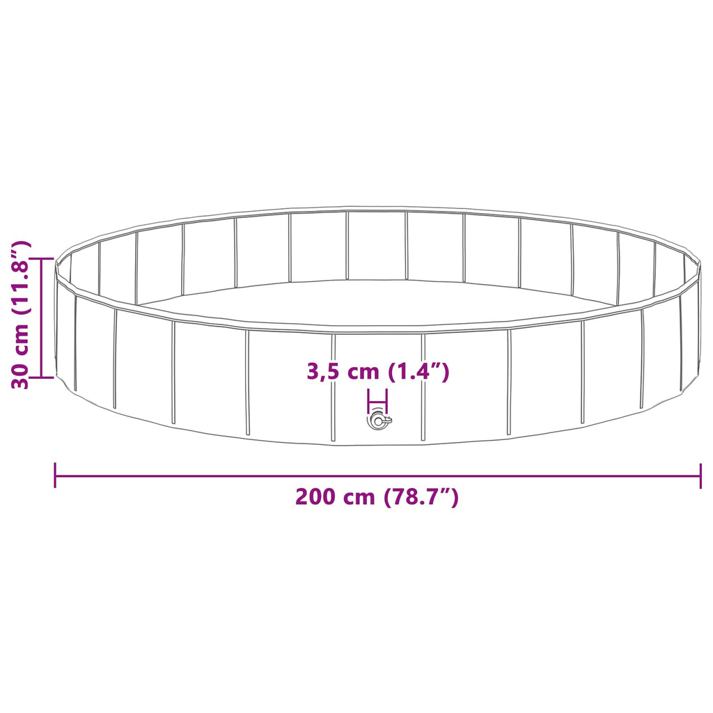 Barn Sim Pool Ø200 X 30 Cm Tjock PVC och Konstruerat Trä