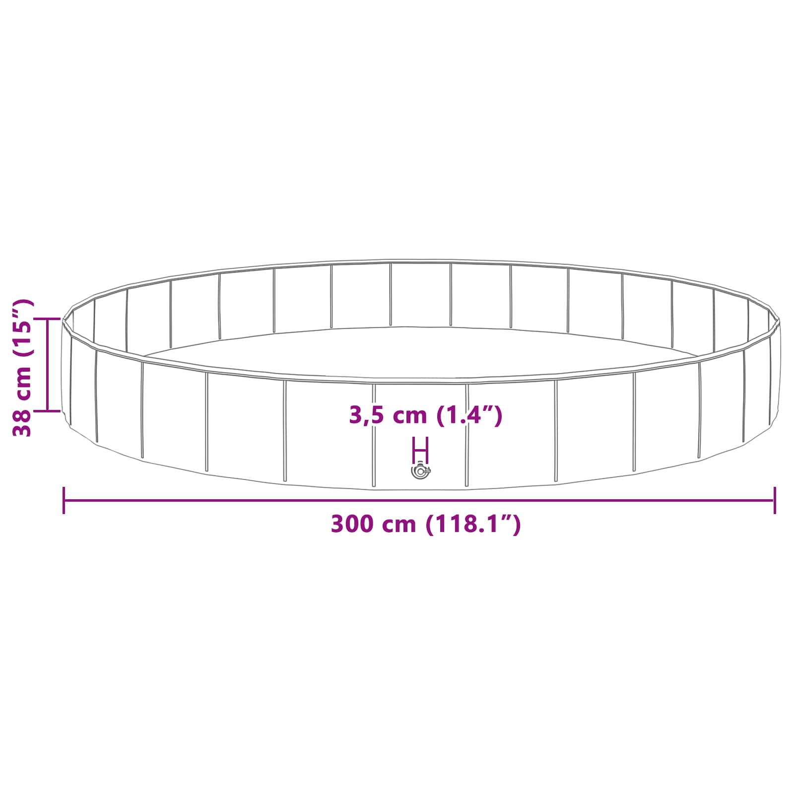Barn Sim Pool Ø300 X 38 Cm Tjock PVC och Konstruerat Trä