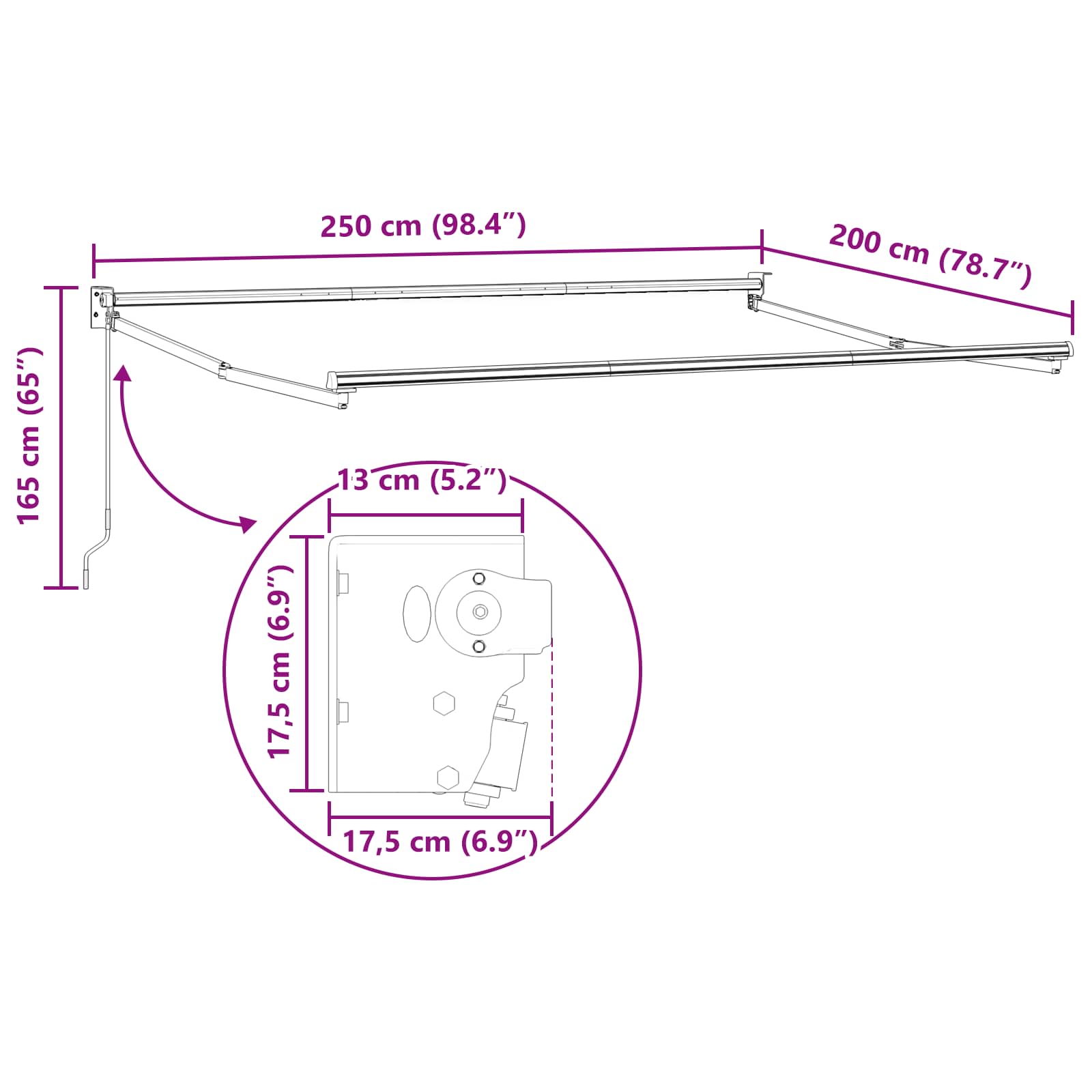 Utdragbar Markis 2,5 X 2 M