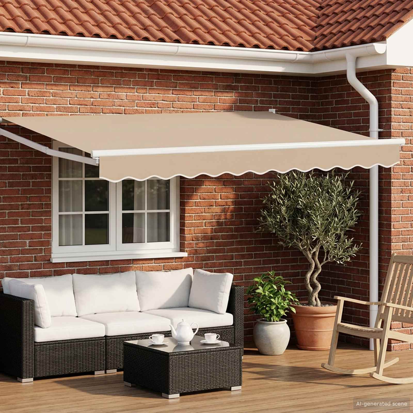 Utdragbar Markis 100% Polyester och Aluminium