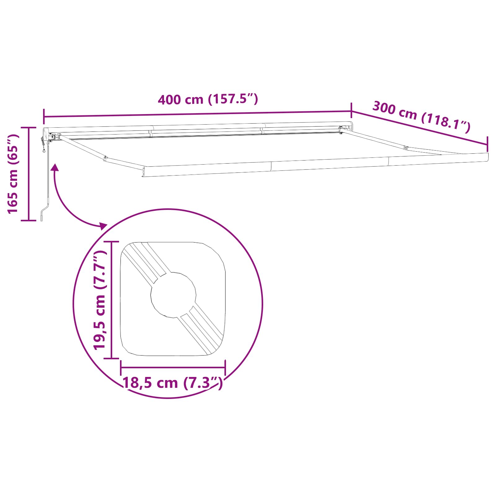 Utdragbar Markis och 400 × 300 Cm