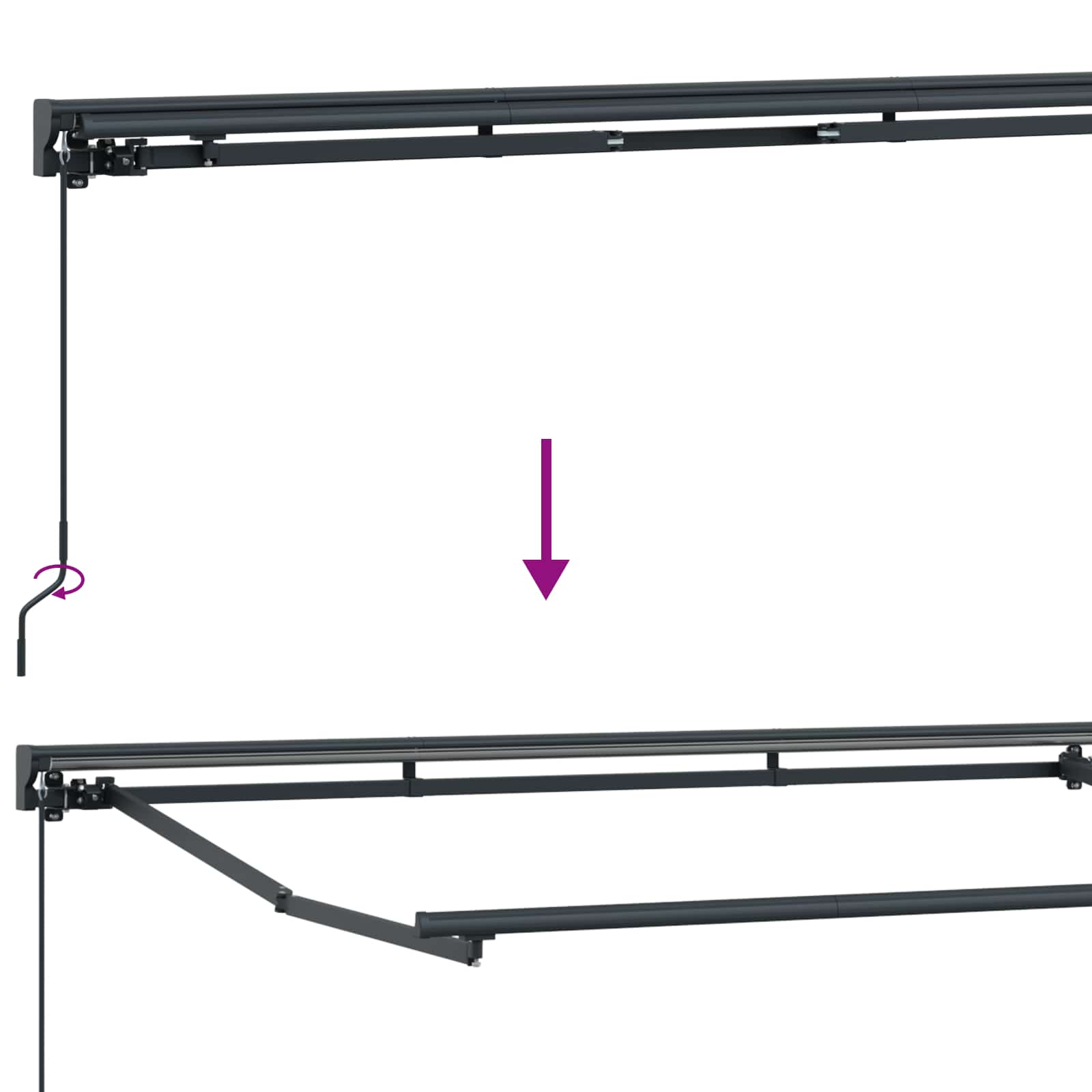 Manuell Markisram med LED-lampor och 4 × 3 M