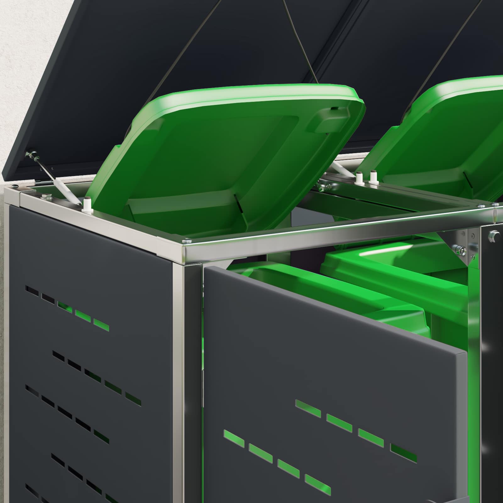 Sopcontainerförvar For 2 Bins 240L Rostfritt Stål