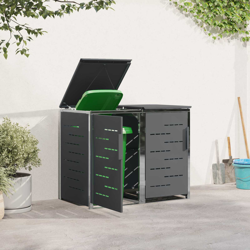 Sopcontainerförvar For 2 Bins 240L Rostfritt Stål