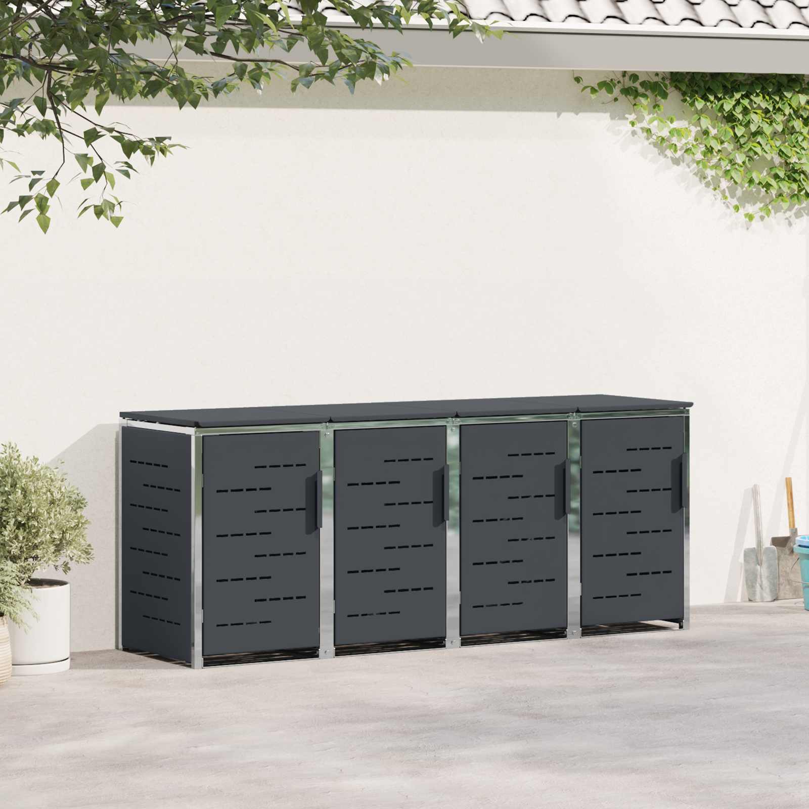 Sopcontainerförvar For 4 Bins 240L Rostfritt Stål