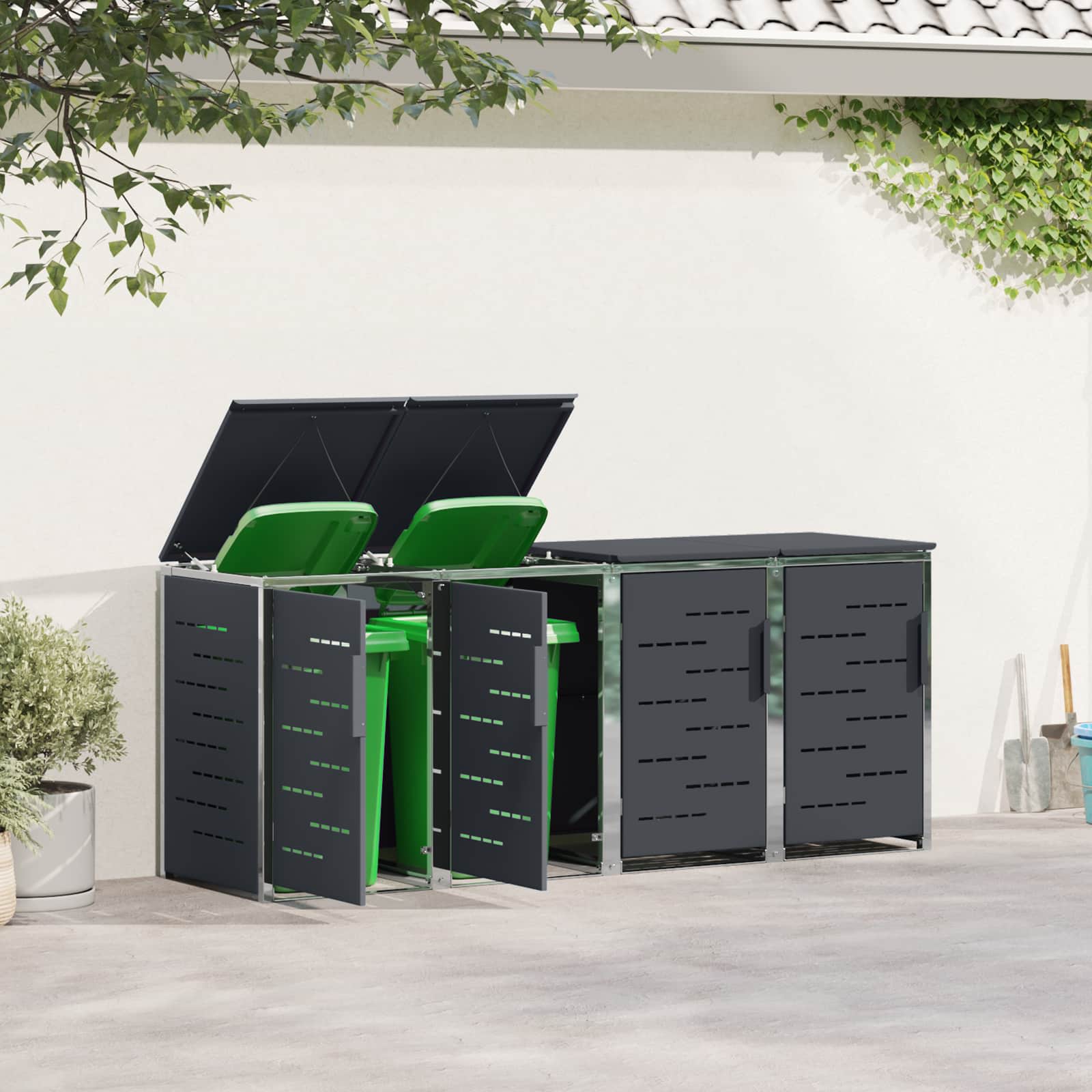 Sopcontainerförvar For 4 Bins 240L Rostfritt Stål