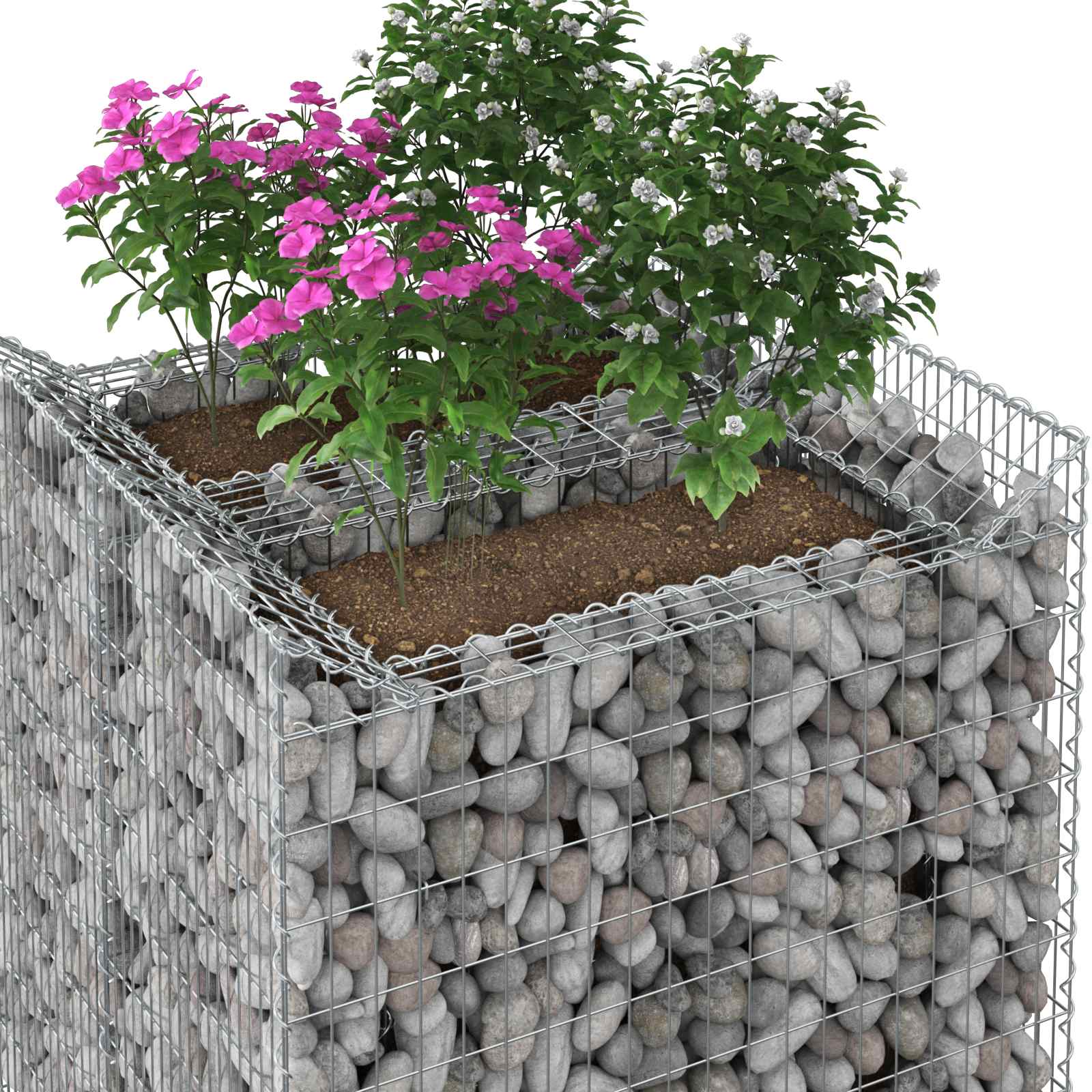 Gabion Upphöjd Säng 2 Pcs Silver