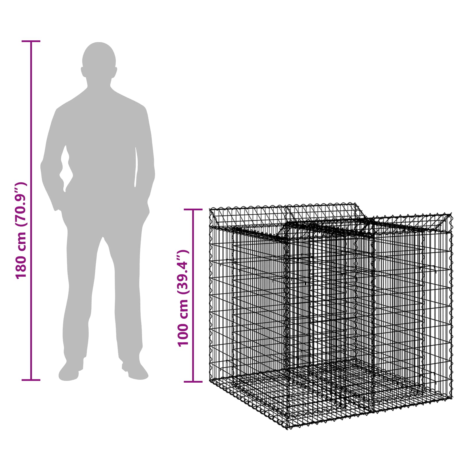 Gabion Upphöjd Säng 2 Pcs Silver