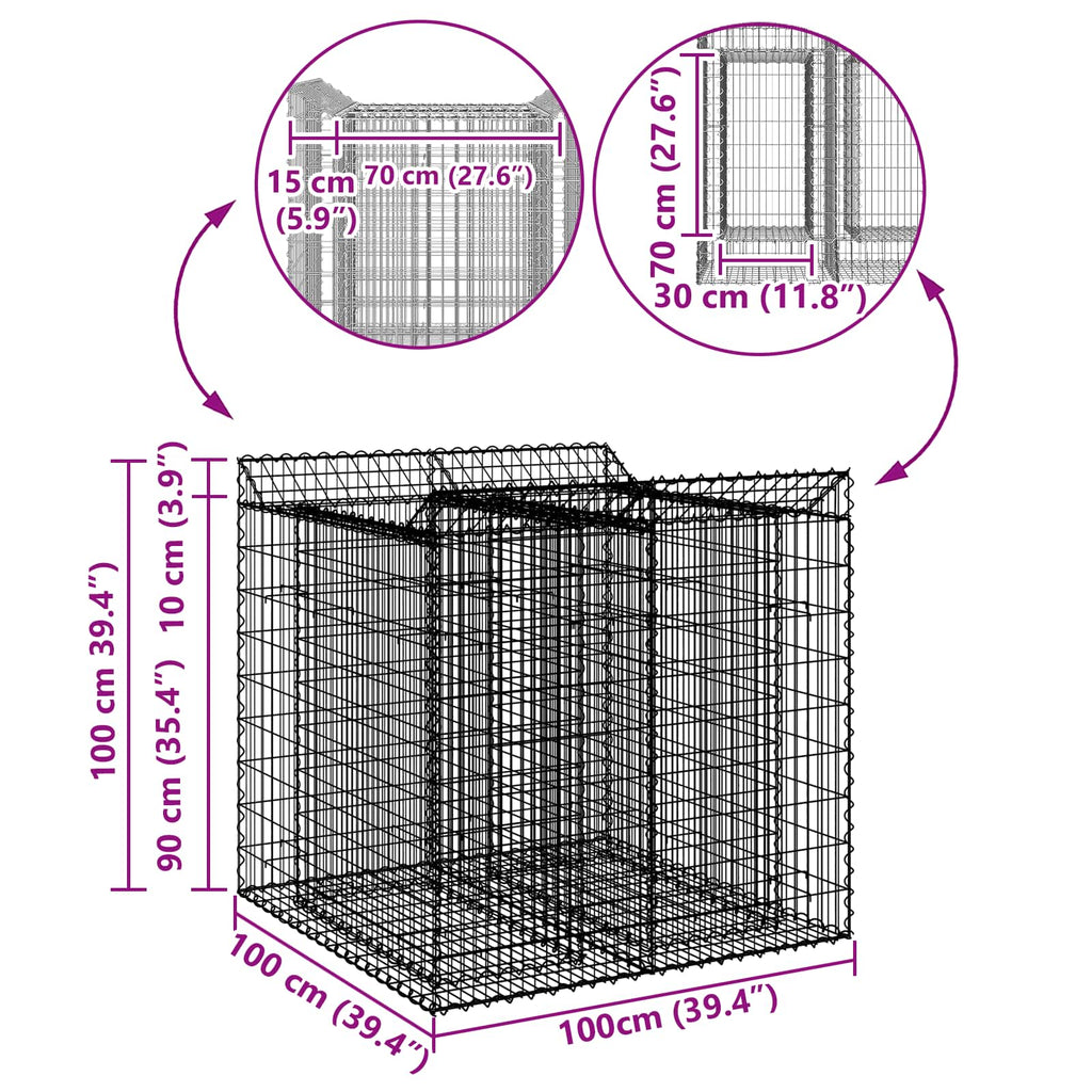 Gabion Upphöjd Säng 2 Pcs Silver