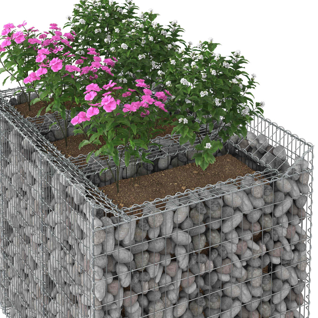 Gabion Upphöjd Säng 2 Pcs Silver