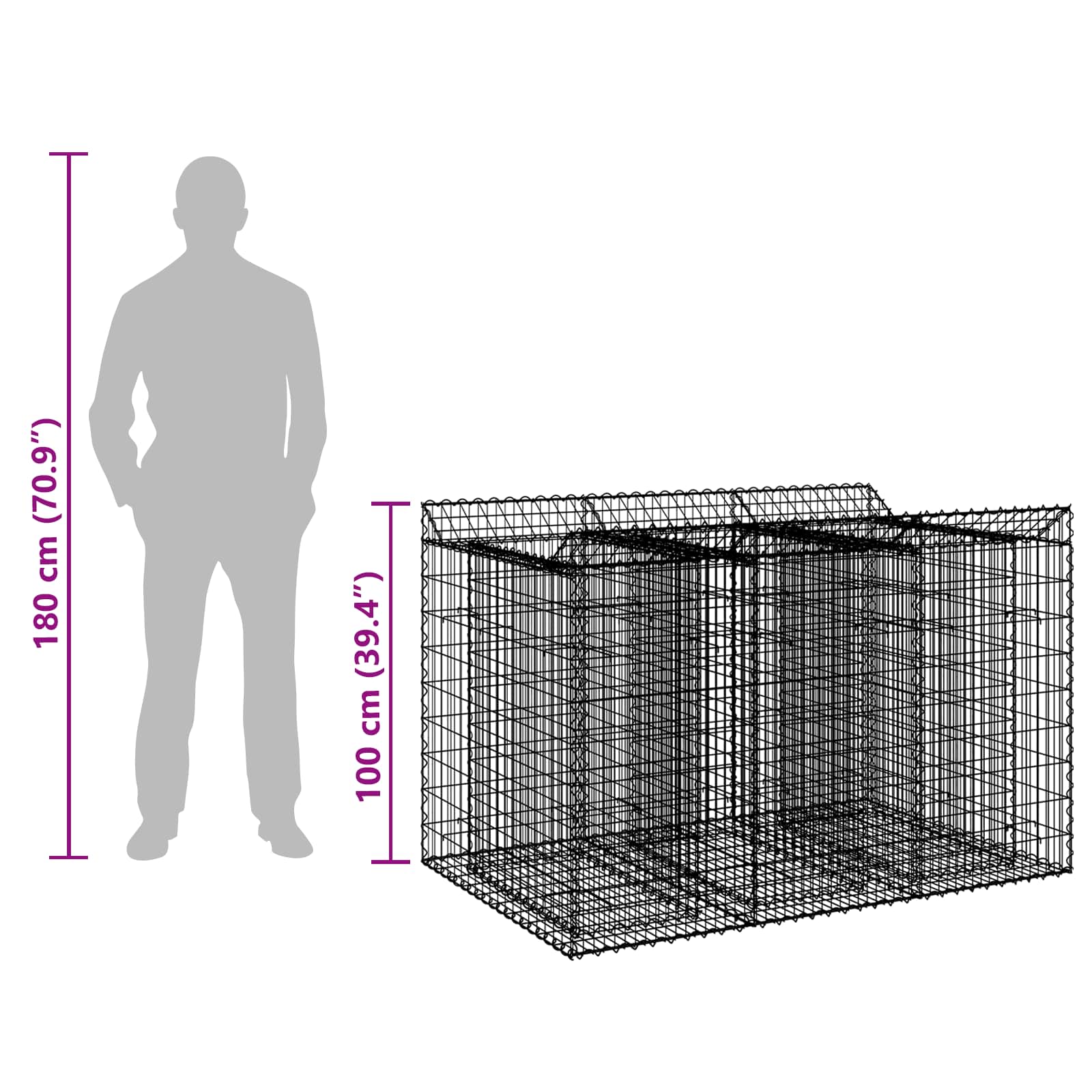 Gabion Upphöjd Säng 2 Pcs Silver