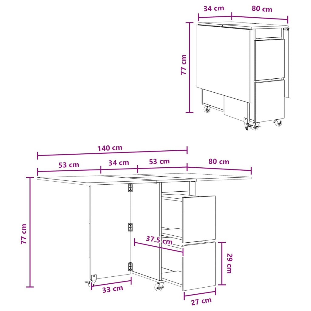 Matbord 2 Pcs Konstruerat Trä