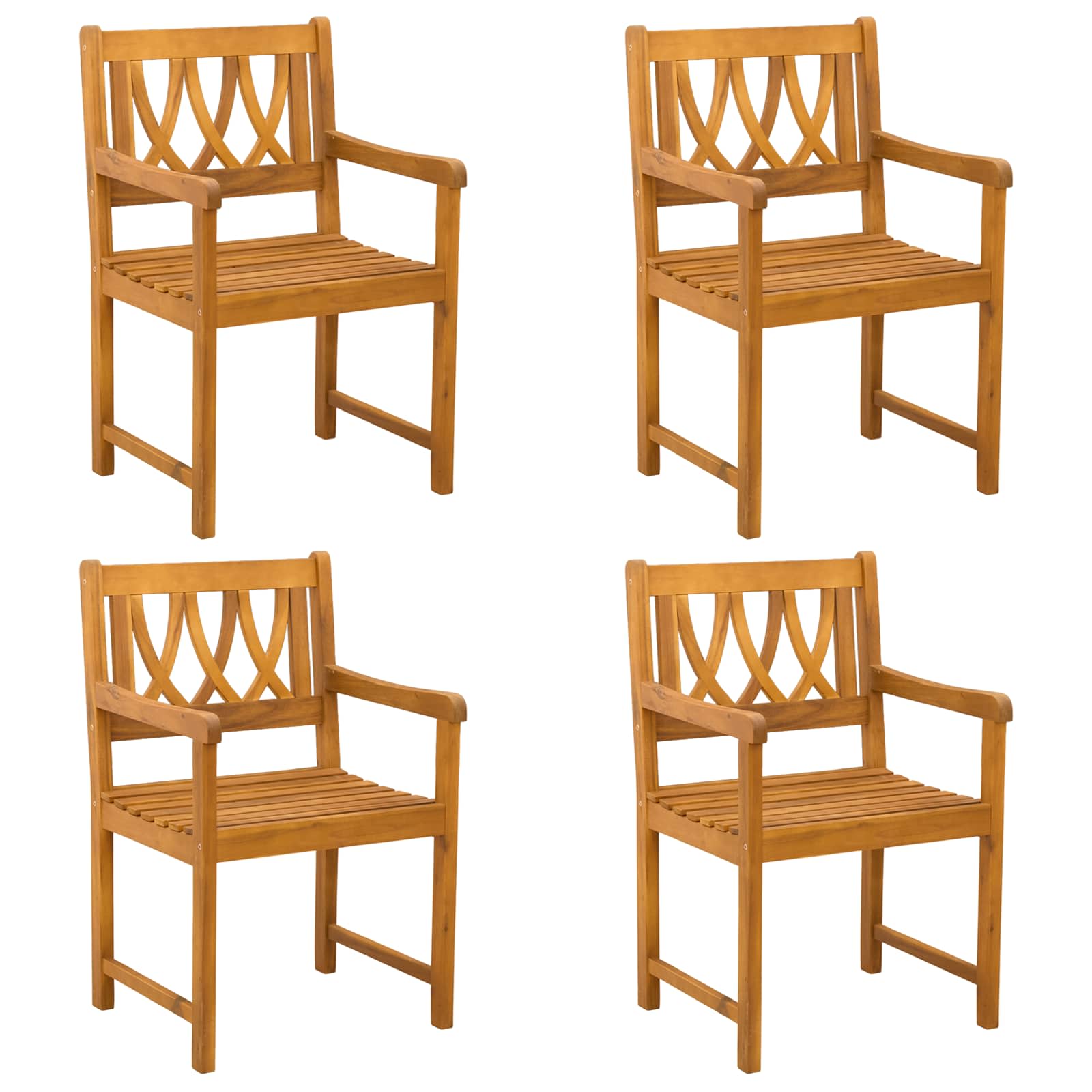Trädgårdsstolar 4 Pcs Naturlig Massivt Akaciaträ