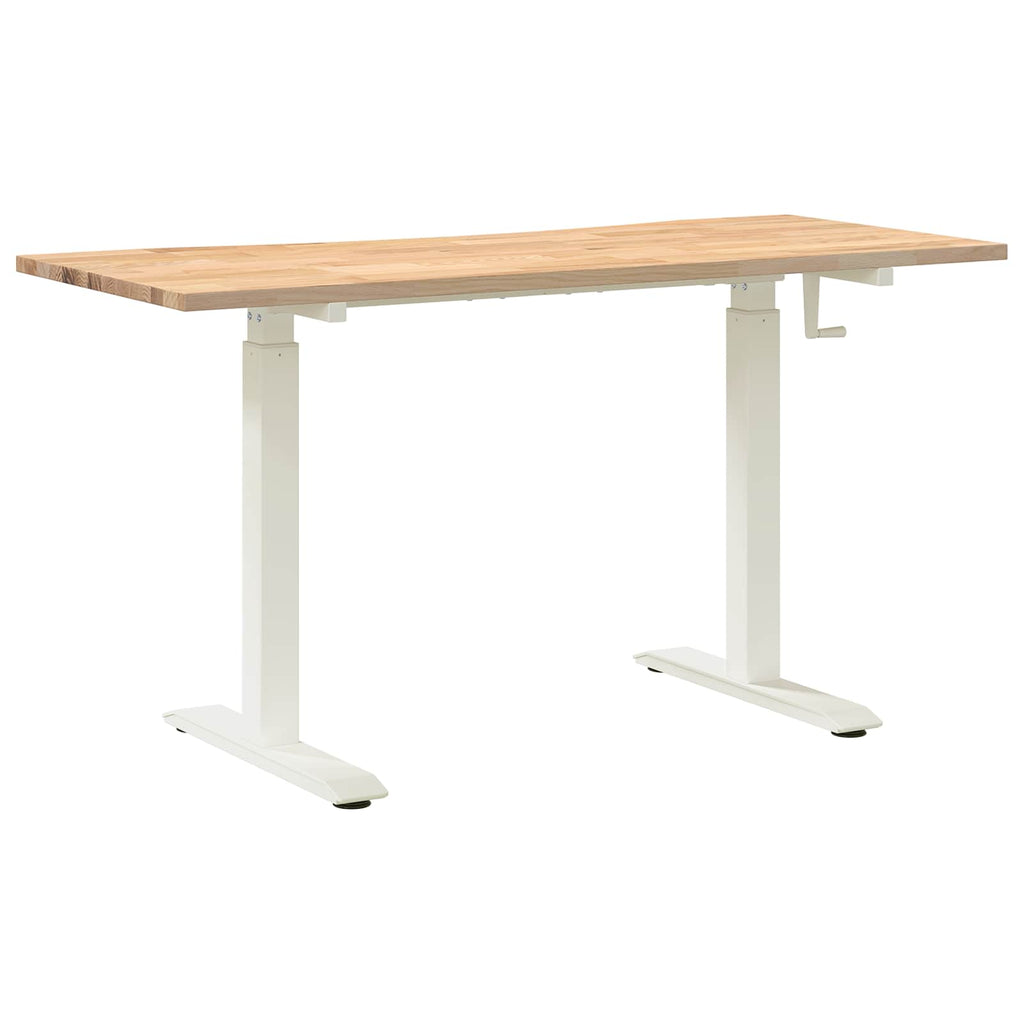 Skrivbord Vit och Naturlig Massivt Ekträ