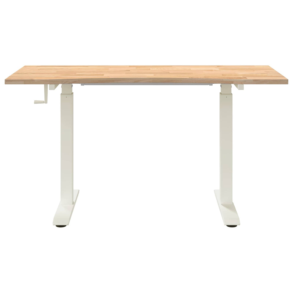 Skrivbord Vit och Naturlig Massivt Ekträ
