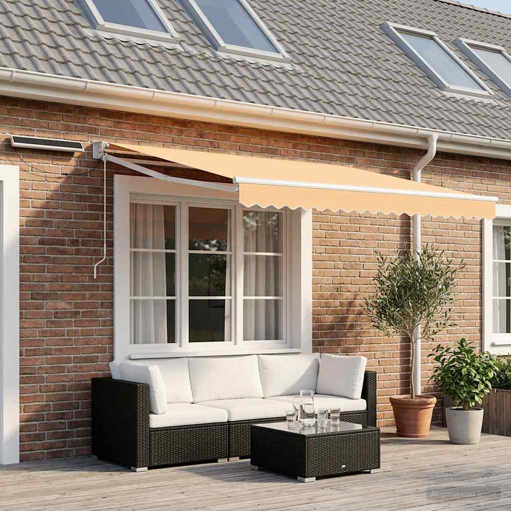 Elektrisk Retraktabel Markis Sand 100% Polyester och Aluminium