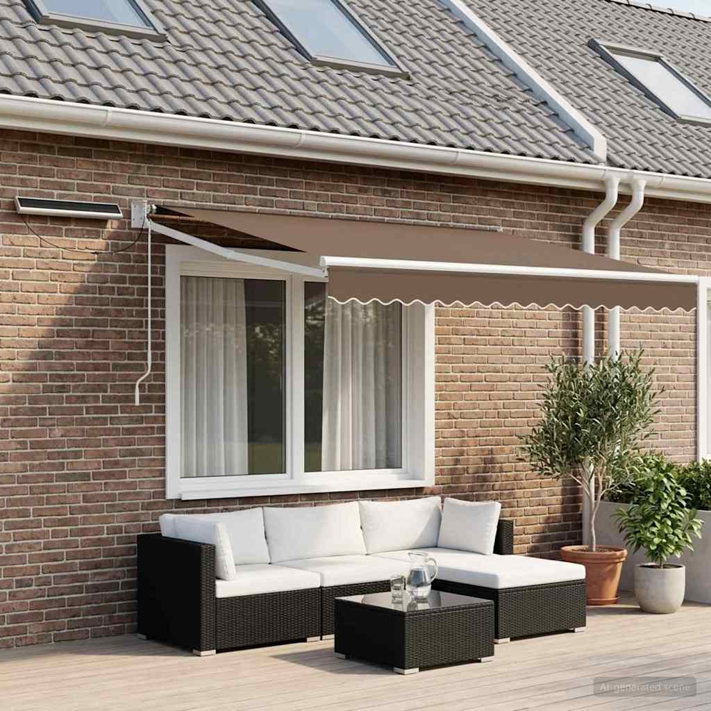 Elektrisk Retraktabel Markis Taupe 100% Polyester och Aluminium