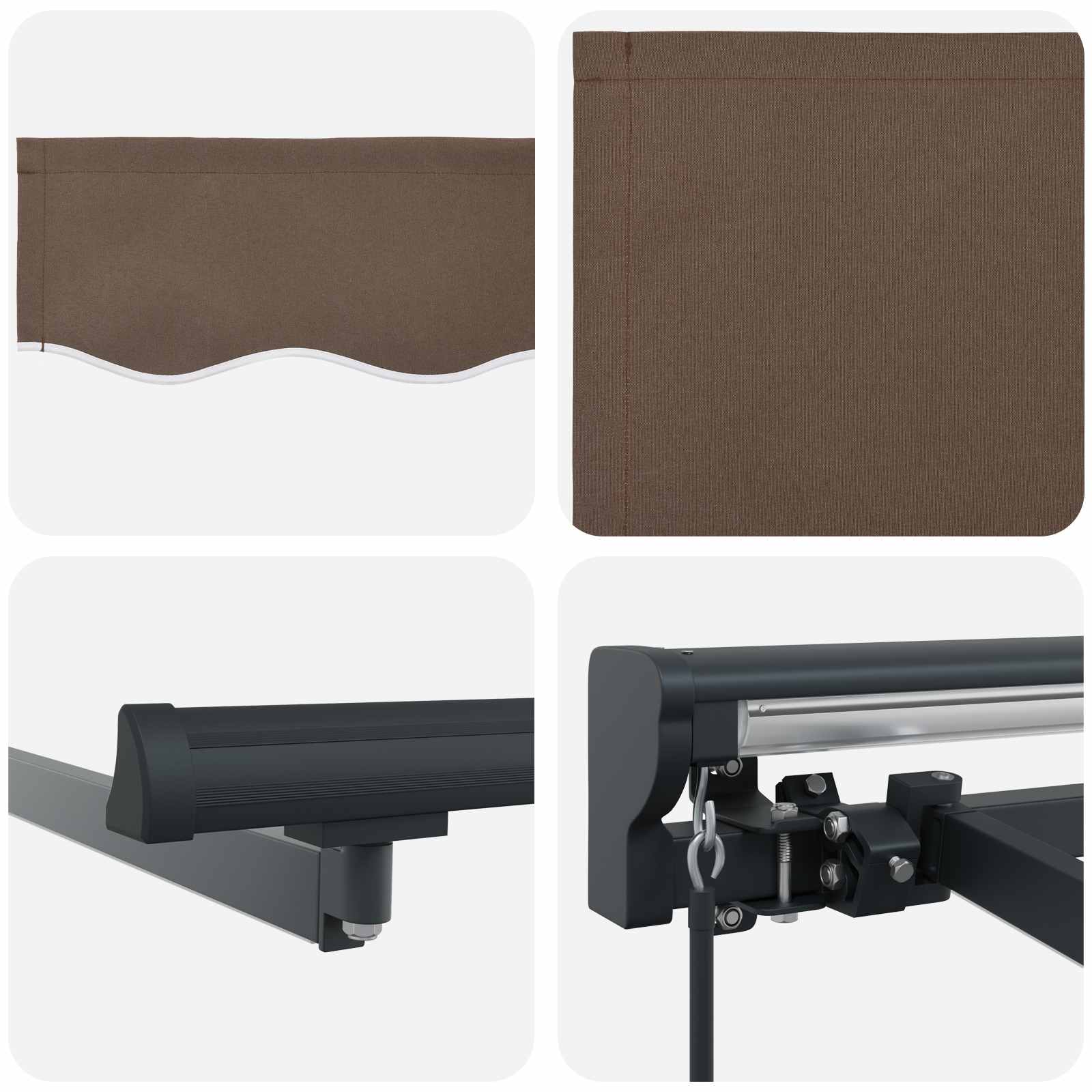 Manuell Markisram med LED-lampor Taupe