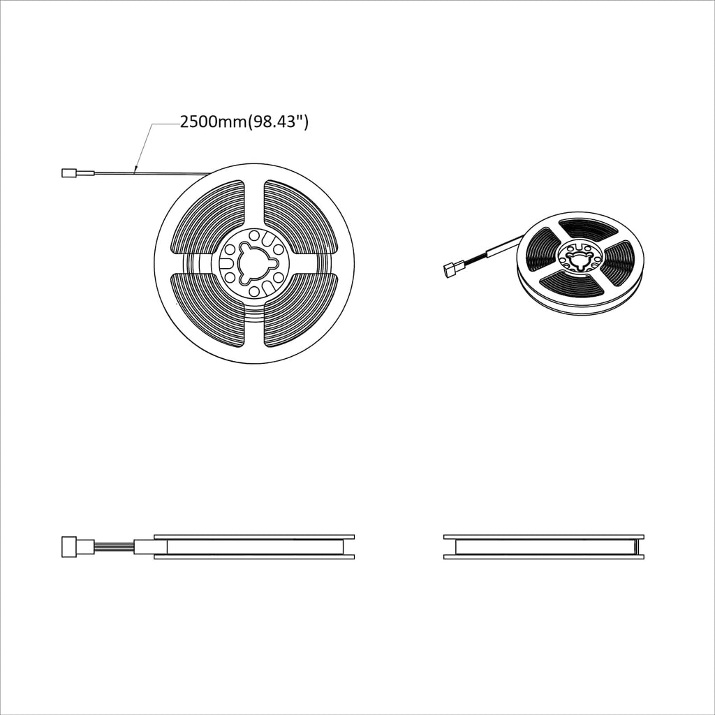 LED Band 2 Pcs Svart och Transparent 2500 Mm Koppar och Plast