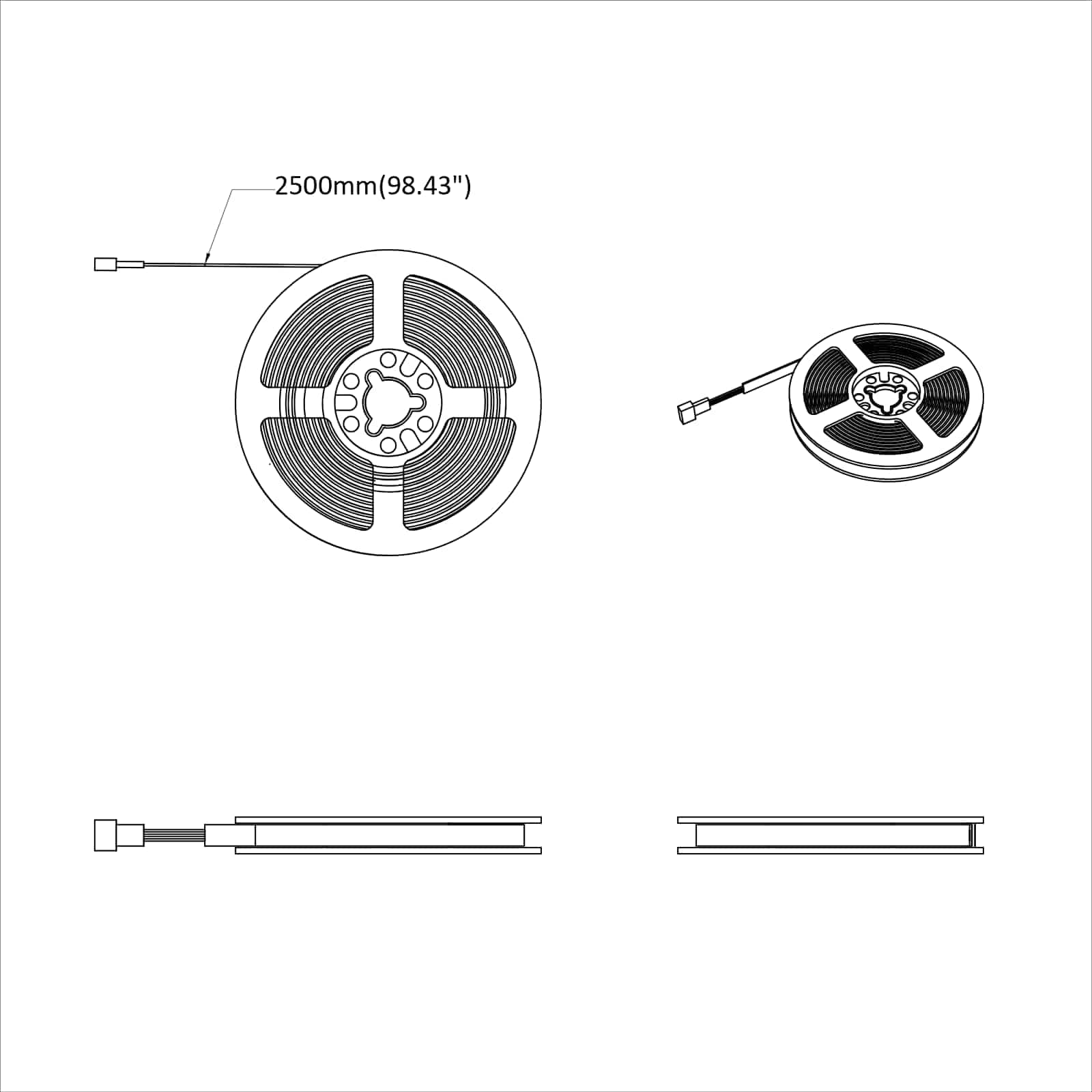 LED Band 2 Pcs Svart och Transparent 2500 Mm Koppar och Plast