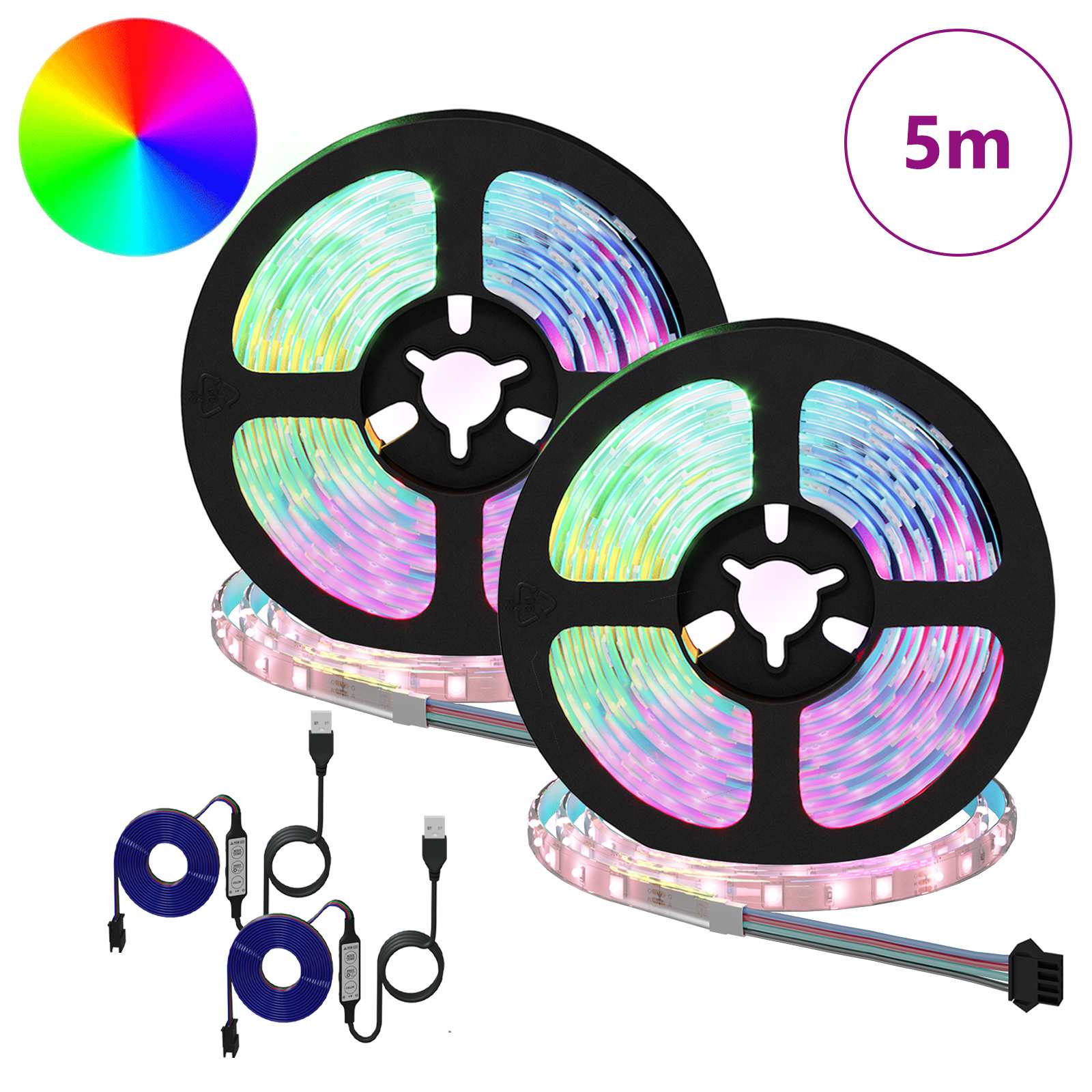 LED Band 2 Pcs Svart och Transparent 2500 Mm Koppar och Plast